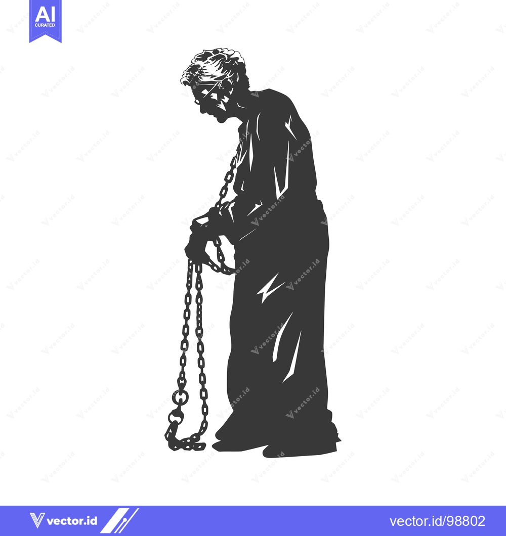 Premium Vector dari Silhouette of a Person in Chains, Looking Down