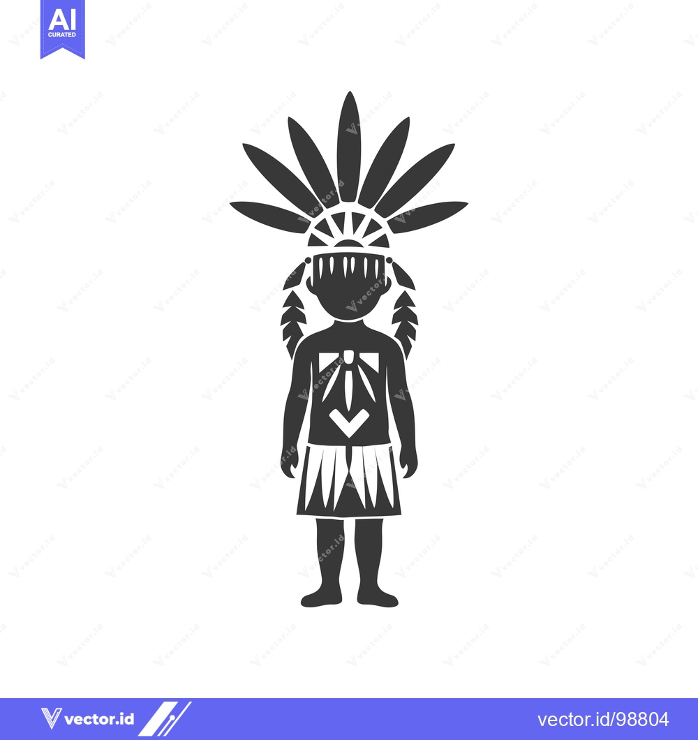 Premium Vector of Silhouette of a Person in Native American Headdress