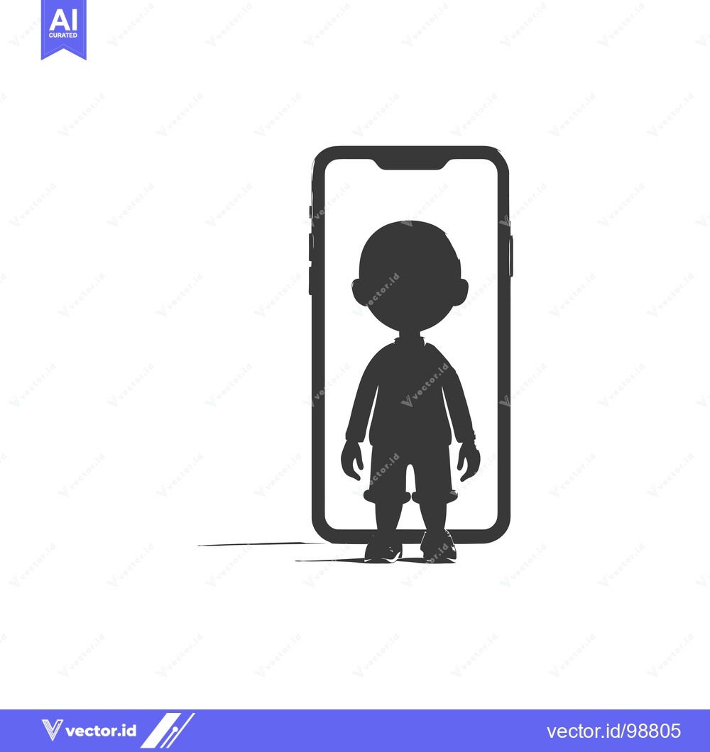 Premium Vector dari Silhouette of a Person Inside a Smartphone Screen