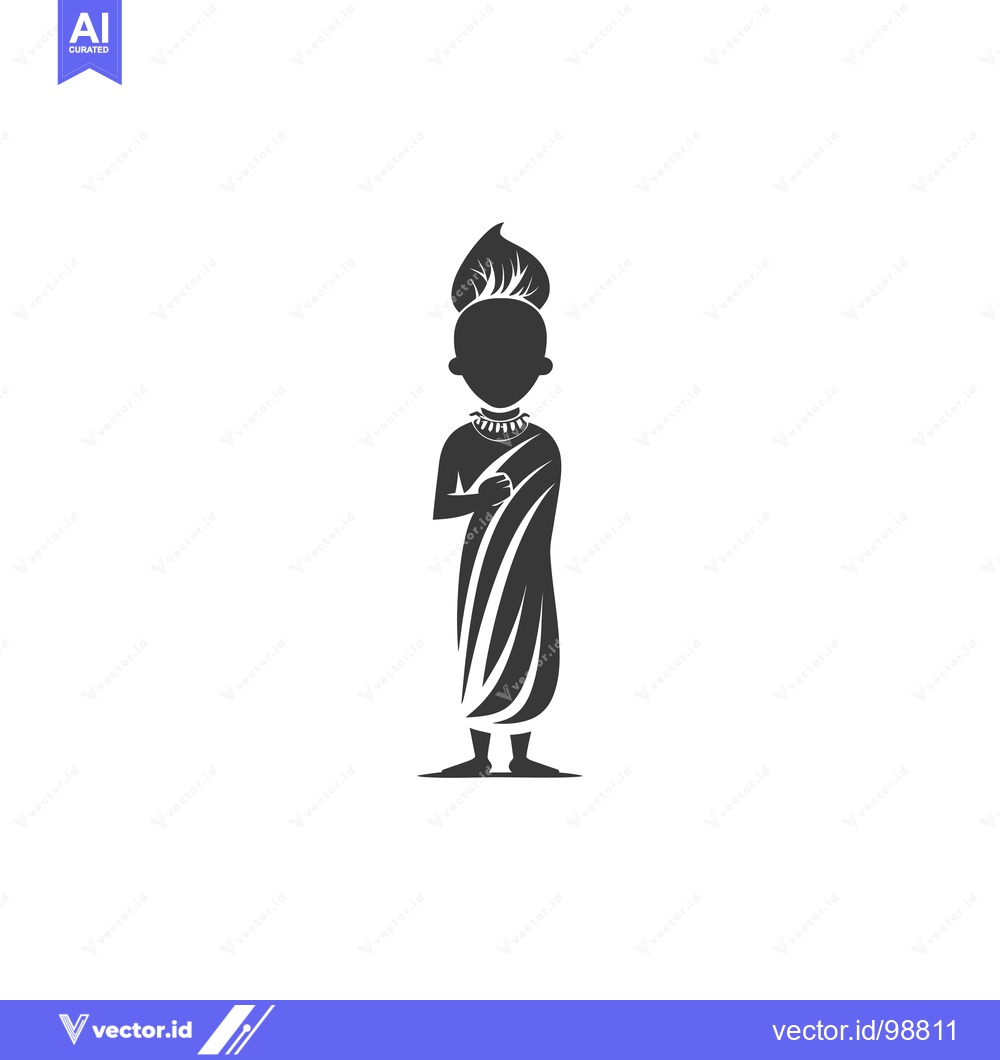 Premium Vector of Silhouette of a Person in Traditional Clothing with Headwear