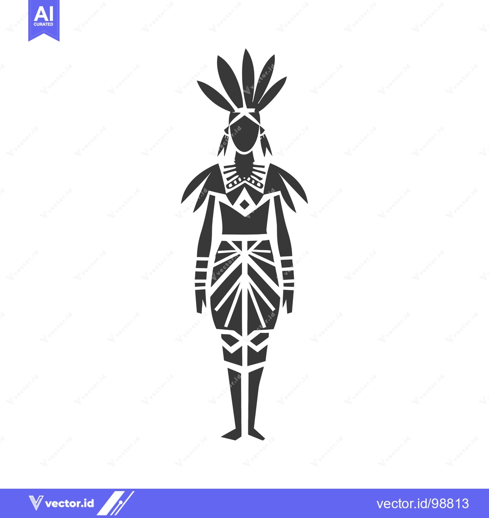 Premium Vector dari Silhouette of a Person in Traditional Indigenous Clothing