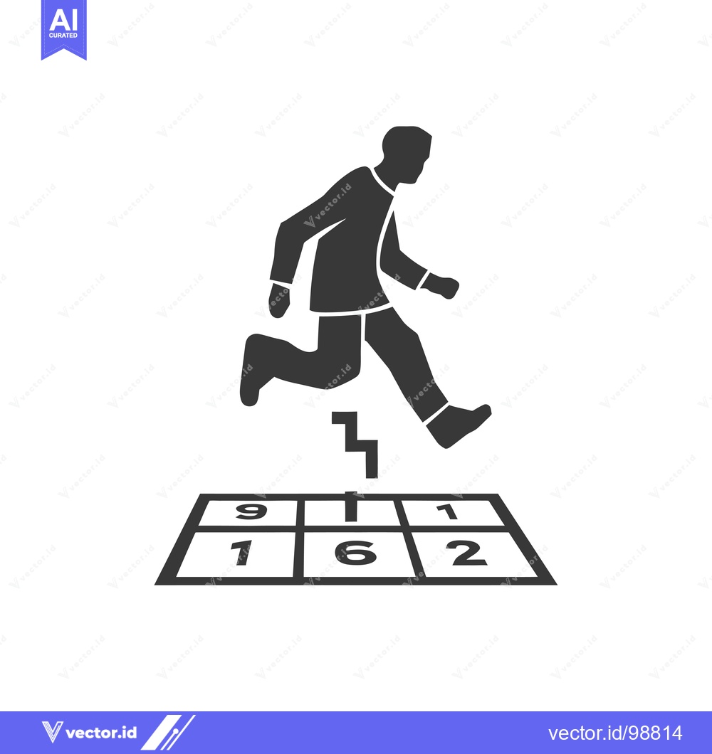 Premium Vector of Silhouette of a person jumping over a hopscotch grid