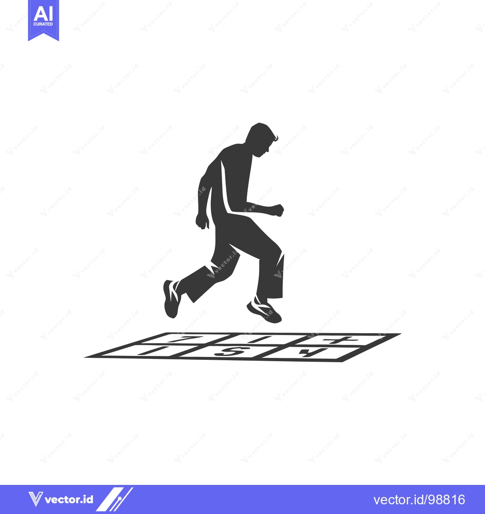 Premium Vector of Silhouette of a Person Jumping Over a Numbered Grid