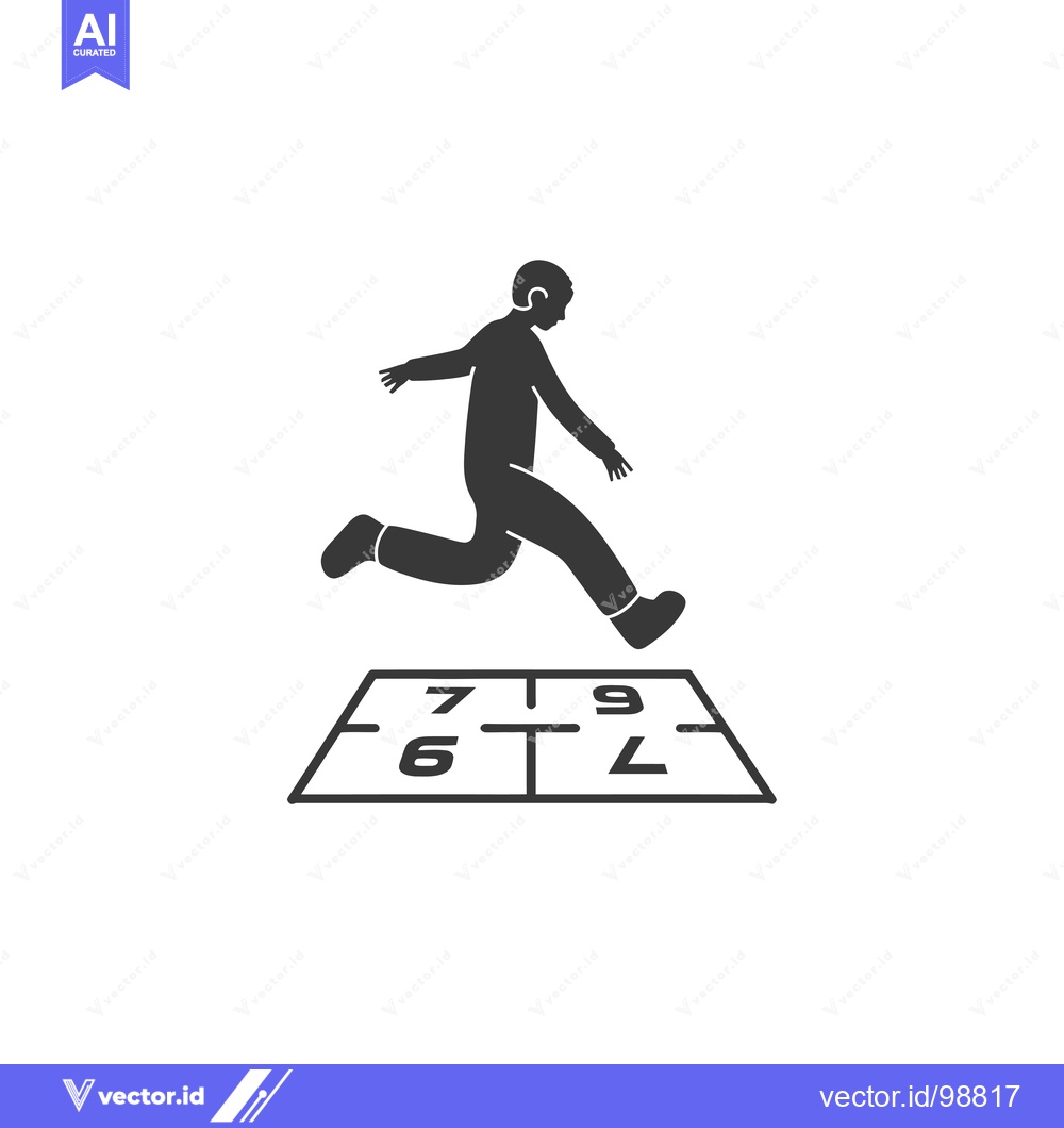 Premium Vector dari Silhouette of a Person Jumping Over a Numbered Square