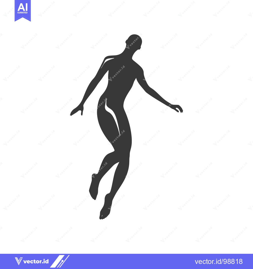 Premium Vector of Silhouette of a Person Jumping with Arms Outstretched