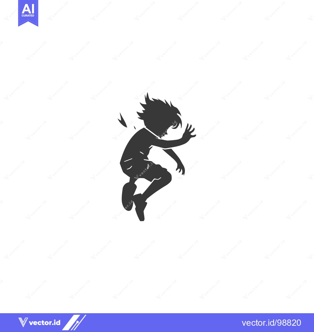 Premium Vector dari Silhouette of a Person Jumping with Hair Flowing in the Wind
