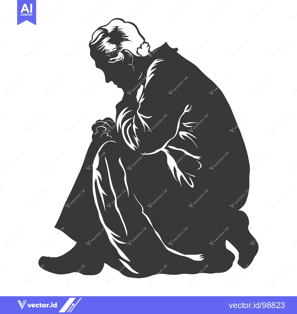 Premium Vector dari Silhouette of a Person Kneeling in Sorrow