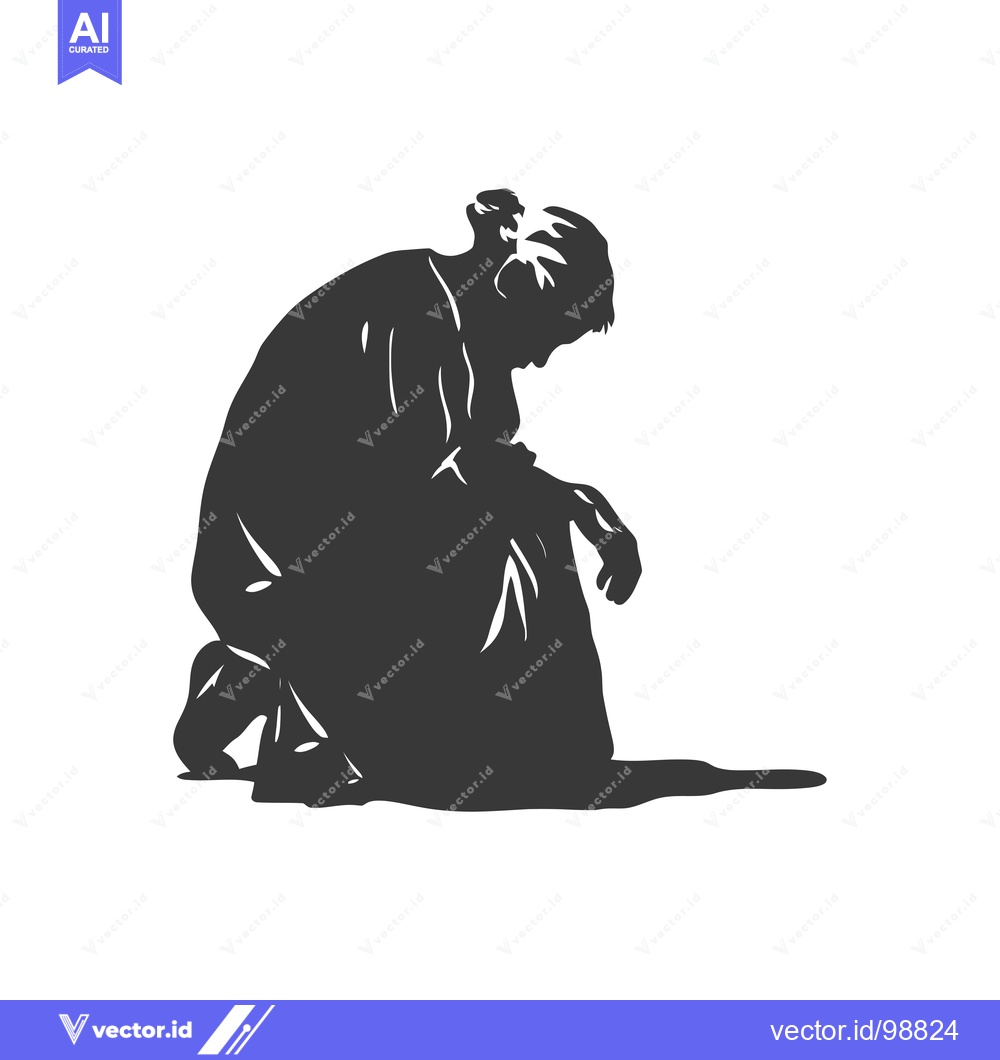 Premium Vector dari Silhouette of a person kneeling in sorrow