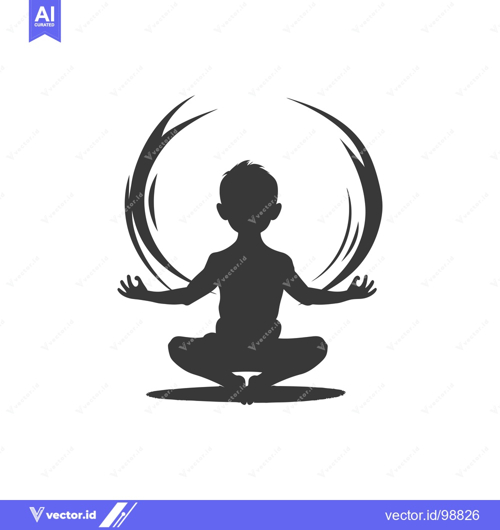 Premium Vector dari Silhouette of a Person Meditating with a Circular Design Above Them