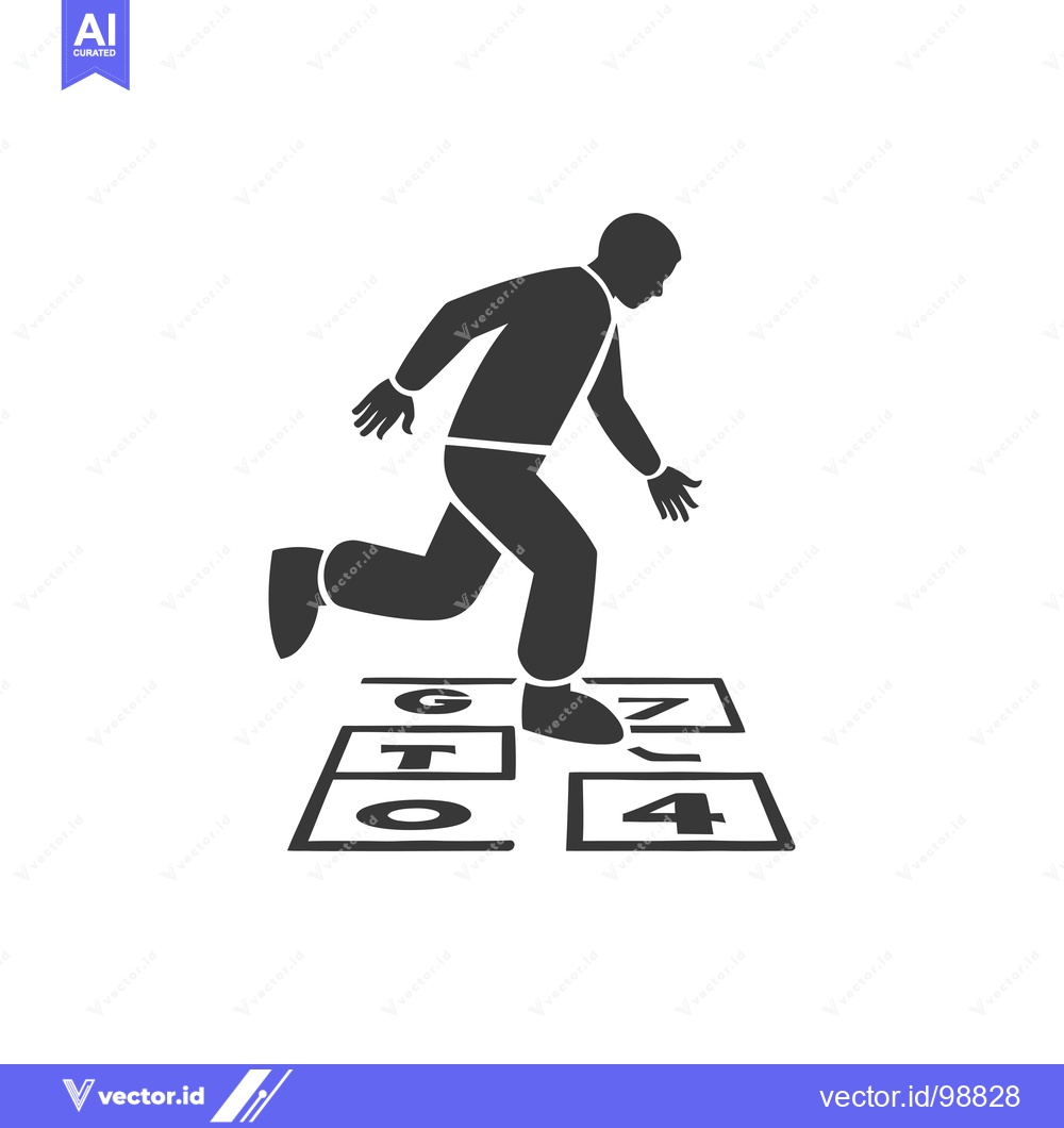 Premium Vector of Silhouette of a Person Playing Hopscotch