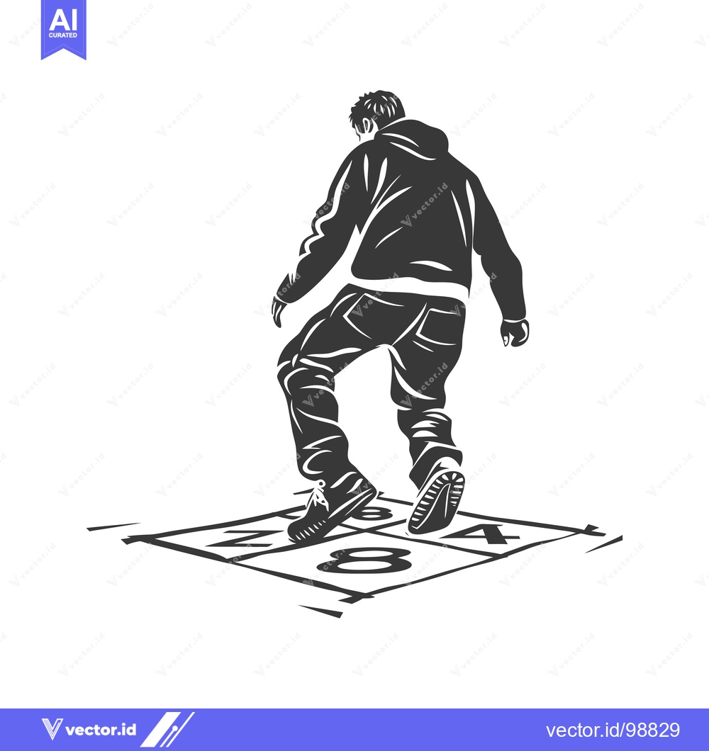 Premium Vector of Silhouette of a Person Playing Hopscotch