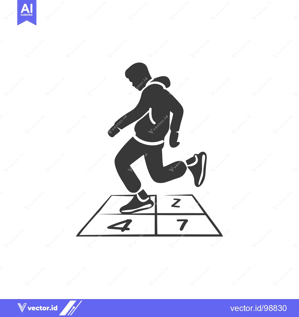 Premium Vector dari Silhouette of a person playing hopscotch
