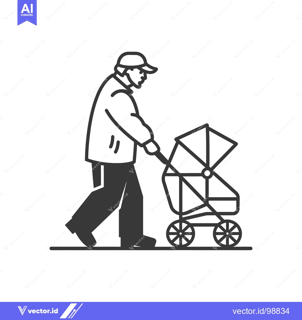 Premium Vector dari Silhouette of a Person Pushing a Baby Stroller
