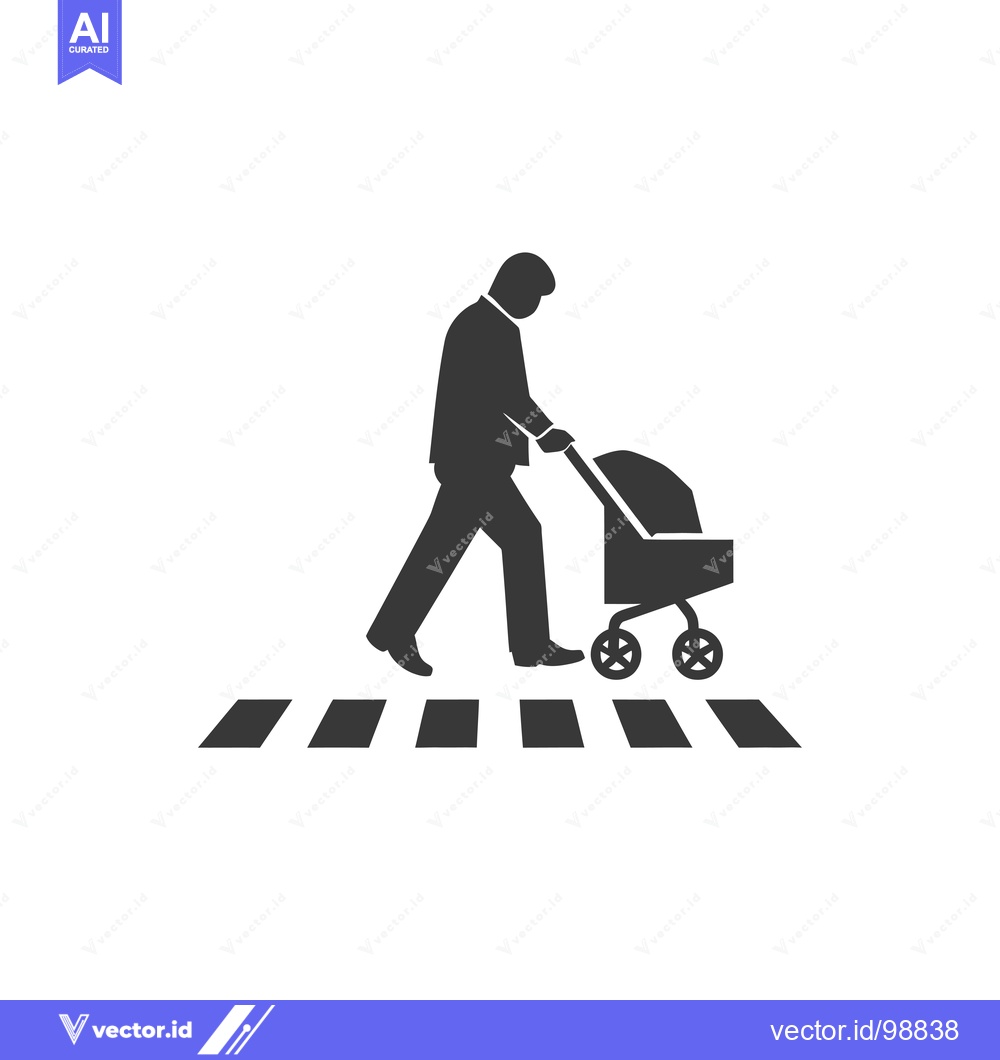 Premium Vector dari Silhouette of a Person Pushing a Stroller Across a Crosswalk