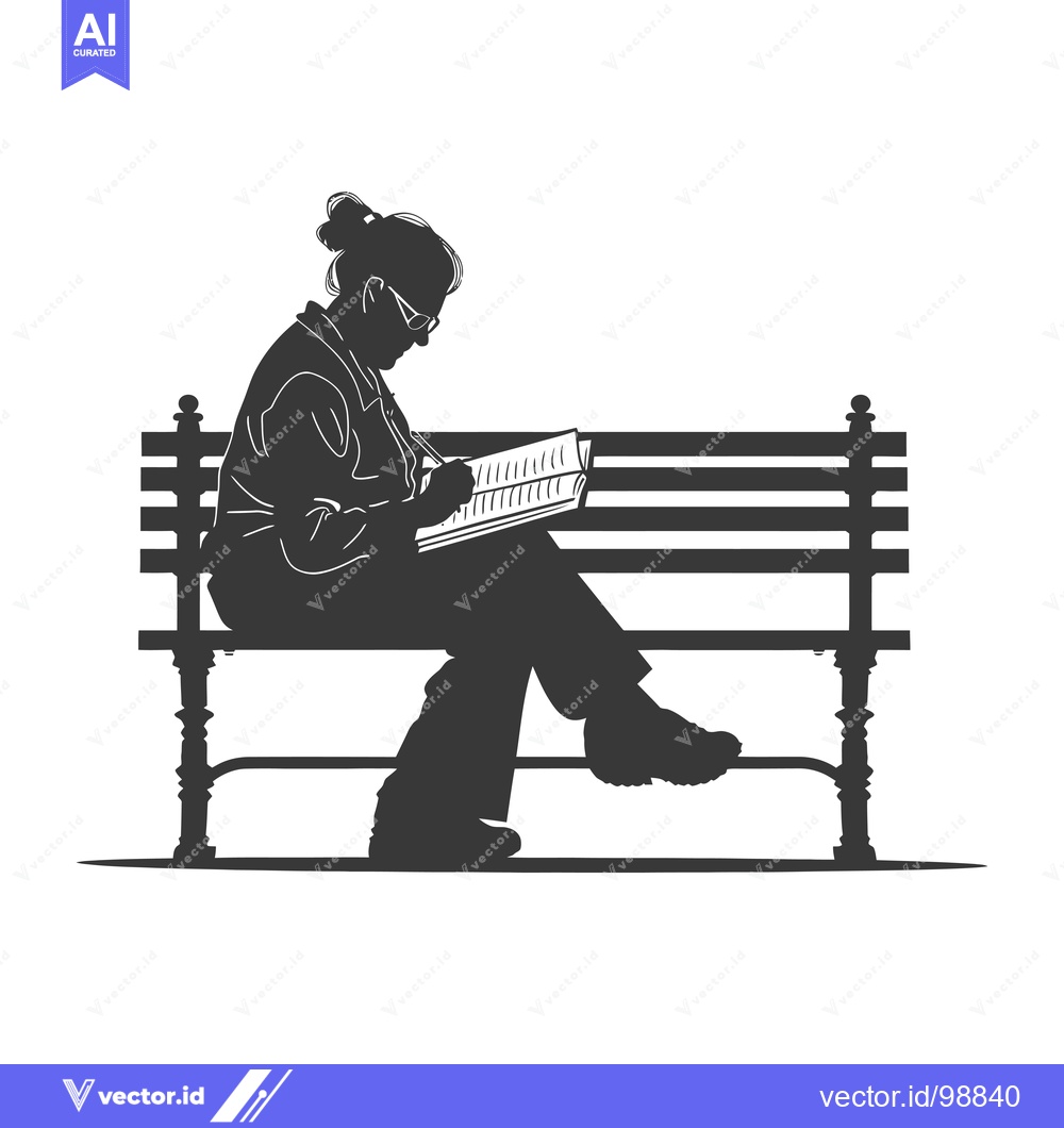 Premium Vector of Silhouette of a Person Reading on a Bench