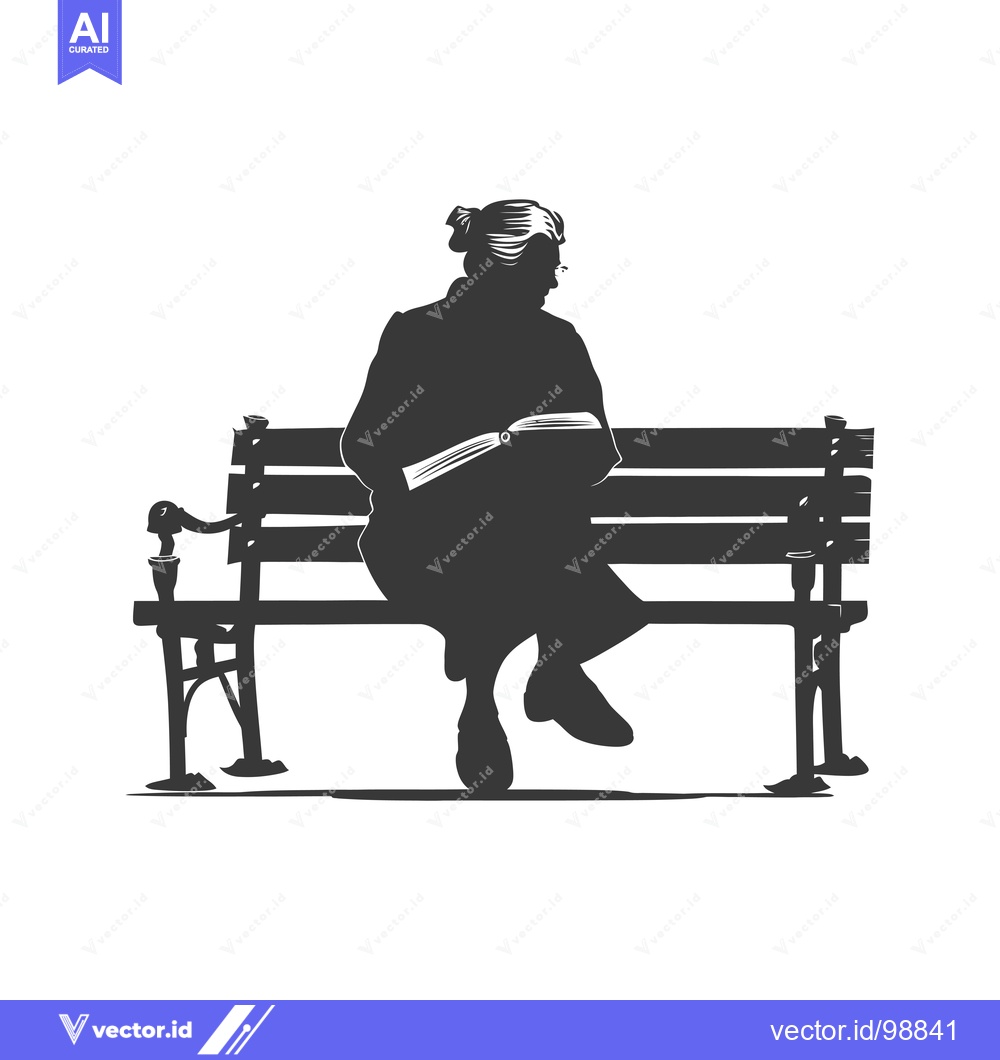 Premium Vector dari Silhouette of a Person Reading on a Park Bench