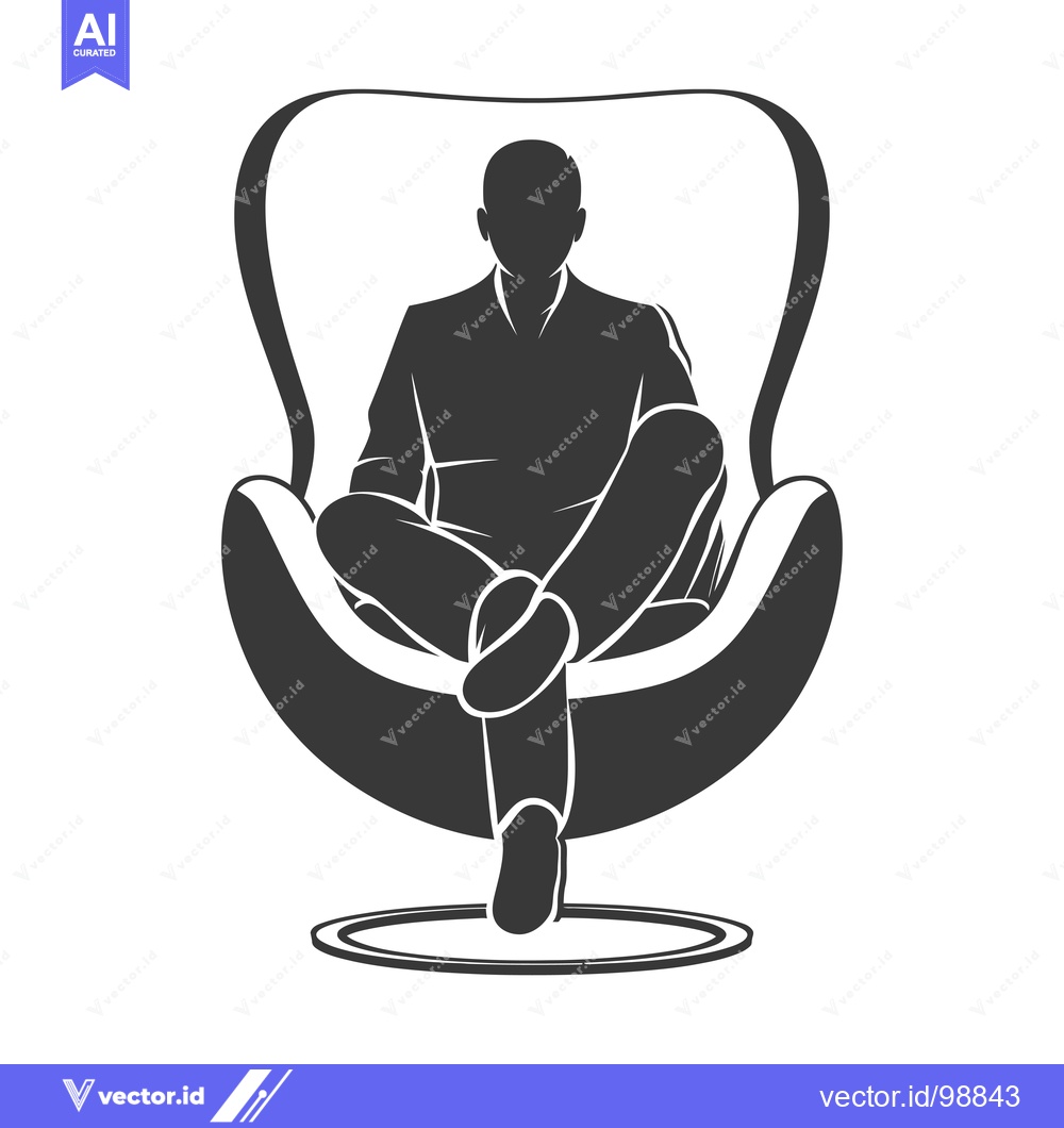 Premium Vector dari Silhouette of a Person Relaxing in a Modern Egg-Shaped Chair