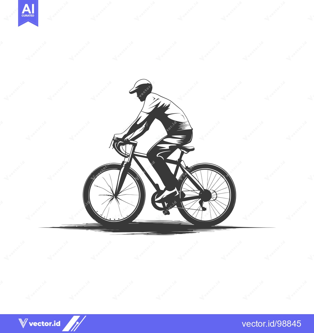 Premium Vector of Silhouette of a Person Riding a Bicycle