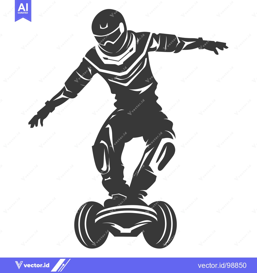 Premium Vector dari Silhouette of a Person Riding a Hoverboard