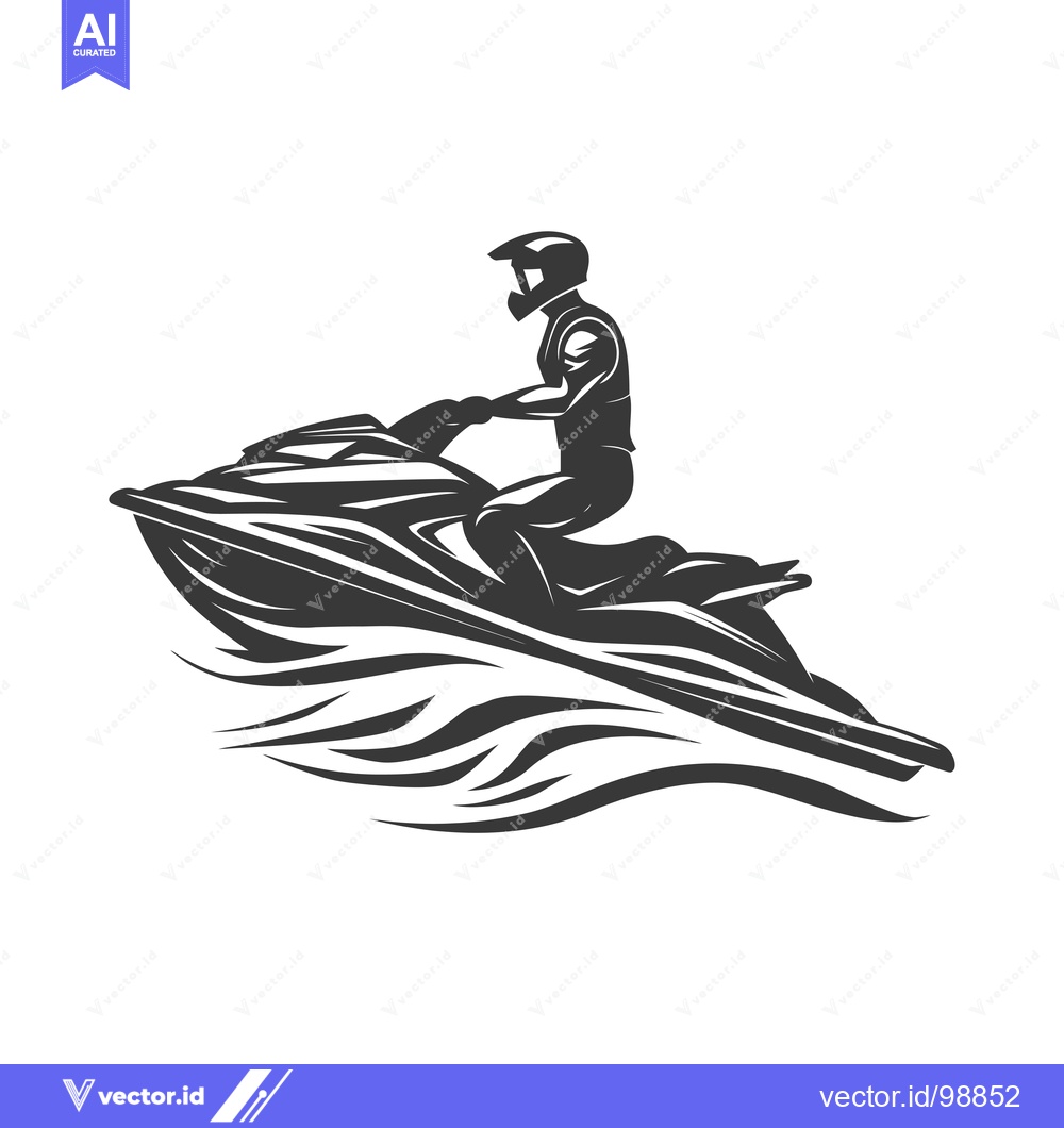 Premium Vector dari Silhouette of a Person Riding a Jet Ski