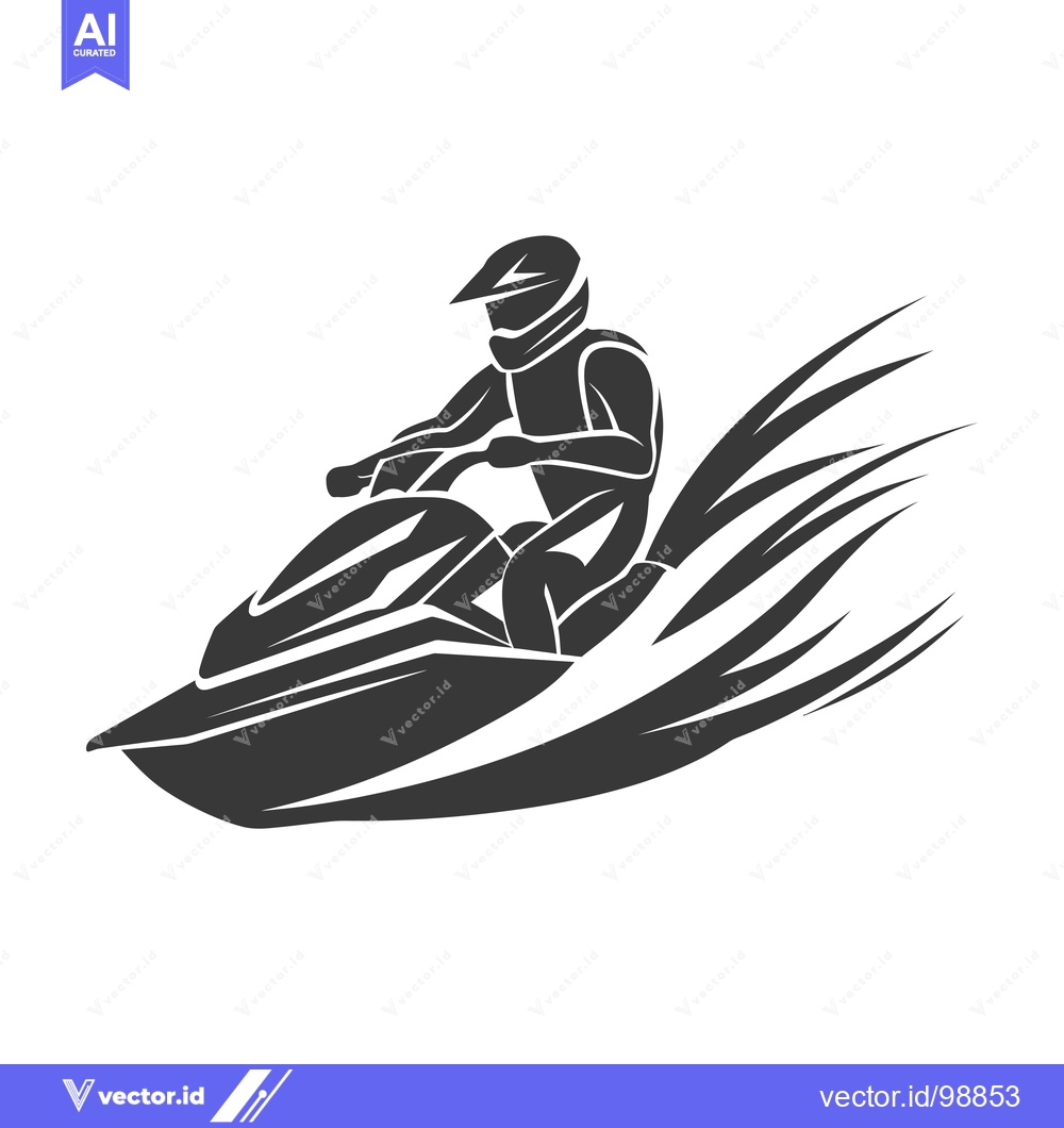 Premium Vector of Silhouette of a Person Riding a Jet Ski