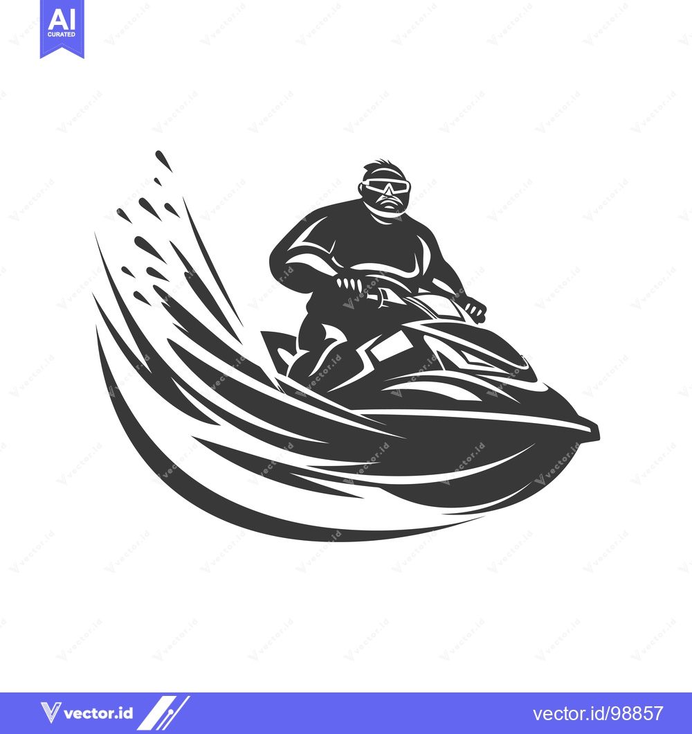 Premium Vector dari Silhouette of a Person Riding a Jet Ski on Water