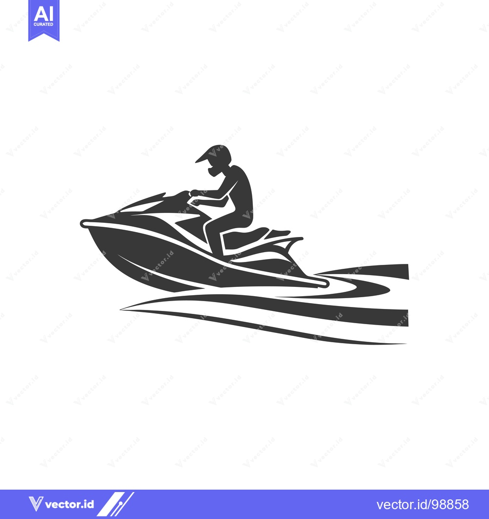 Premium Vector dari Silhouette of a Person Riding a Jet Ski on Water