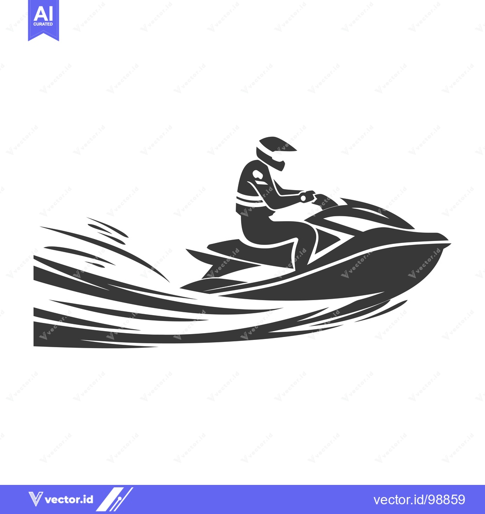 Premium Vector of Silhouette of a Person Riding a Jet Ski on Water