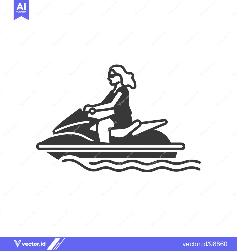 Premium Vector dari Silhouette of a Person Riding a Jet Ski on Water