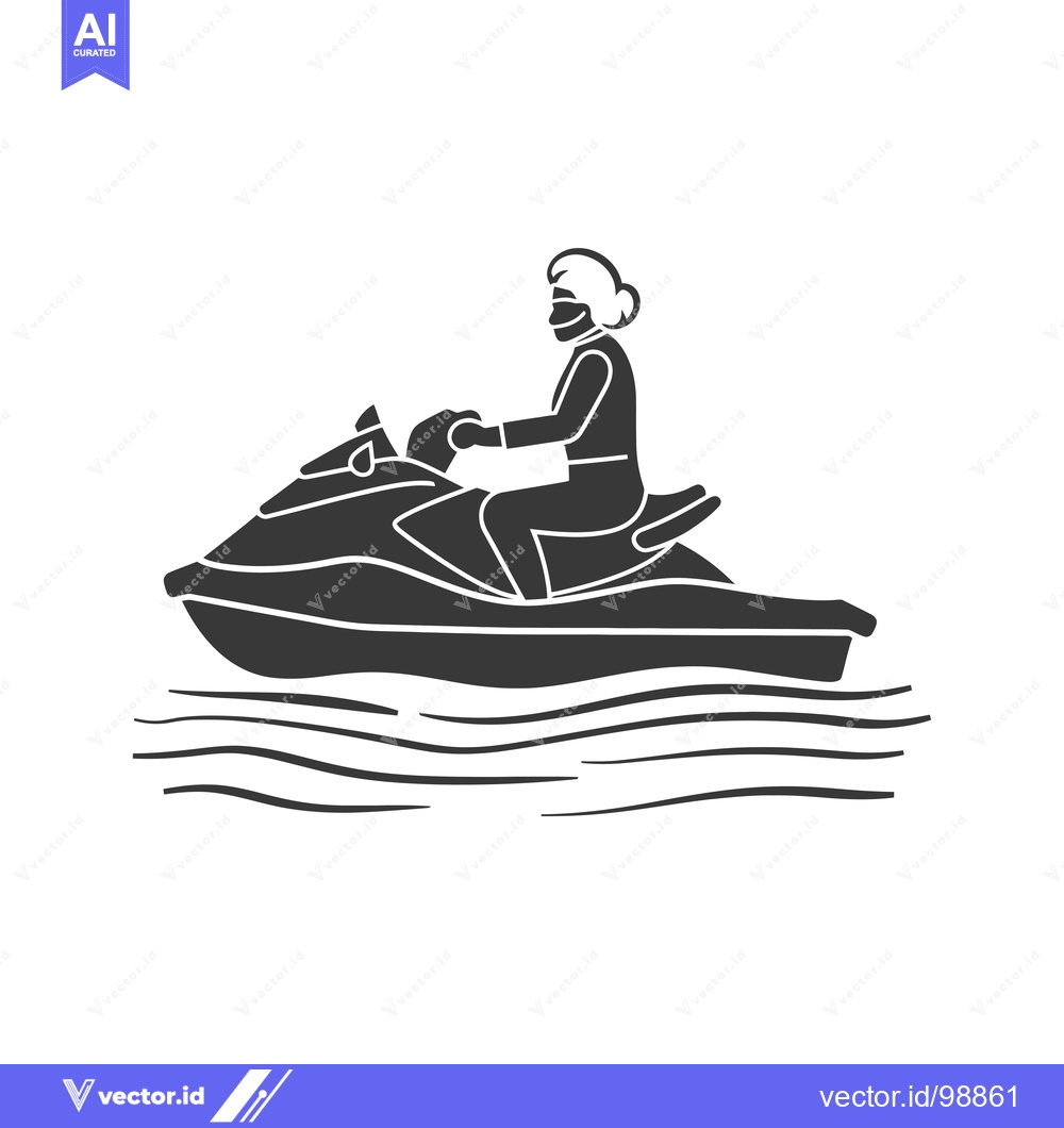 Premium Vector dari Silhouette of a Person Riding a Jet Ski on Water
