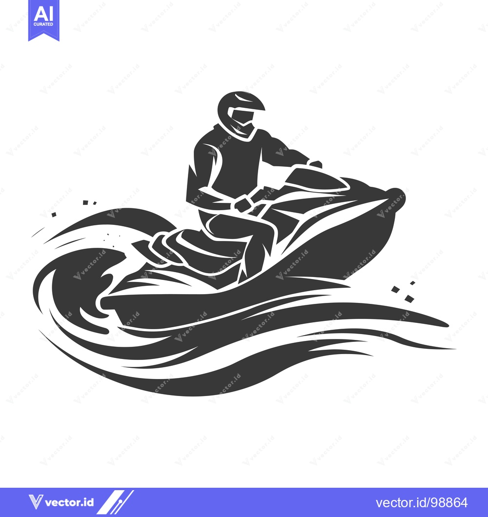Premium Vector of Silhouette of a Person Riding a Jet Ski on Waves