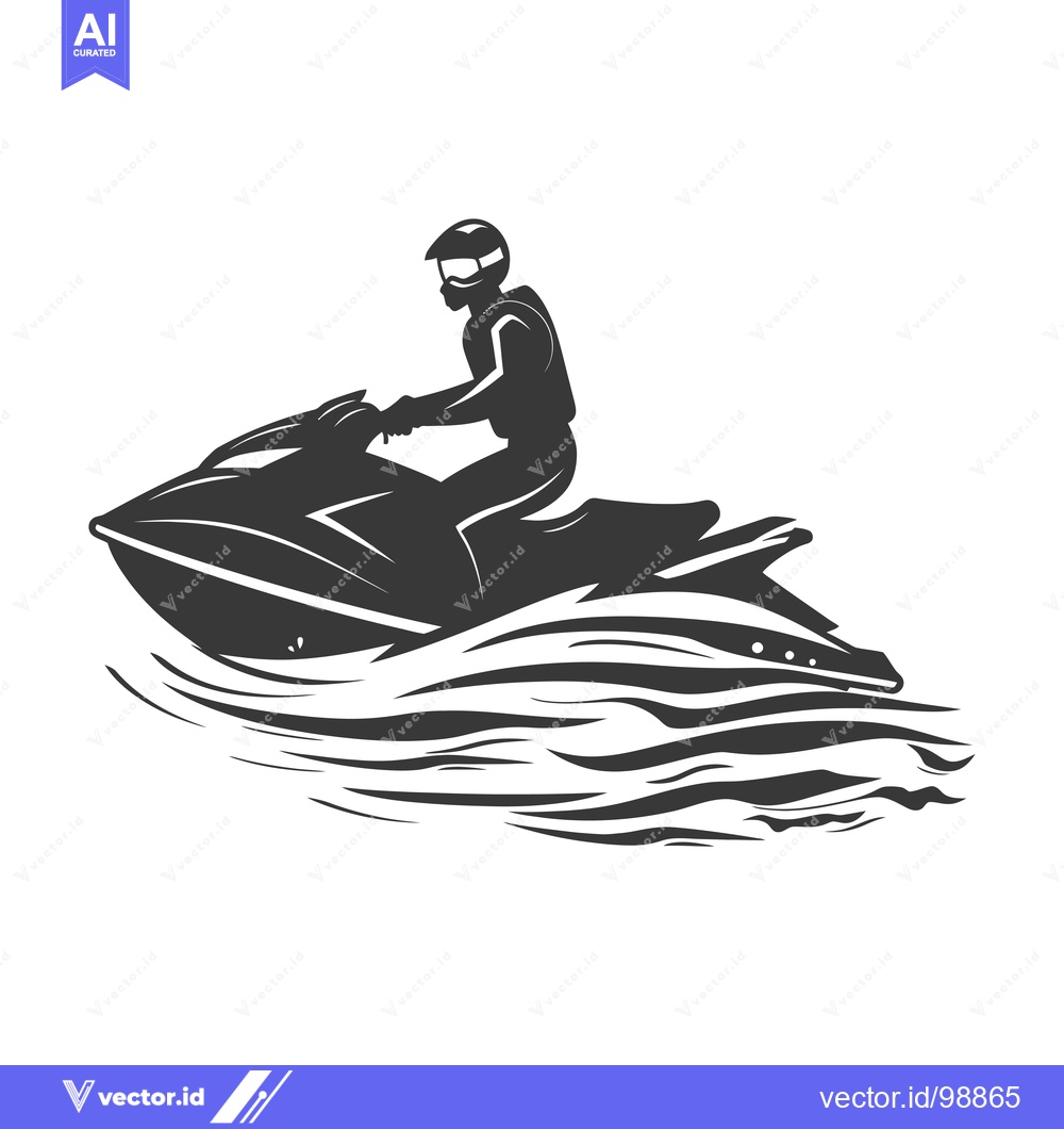 Premium Vector of Silhouette of a Person Riding a Jet Ski on Waves
