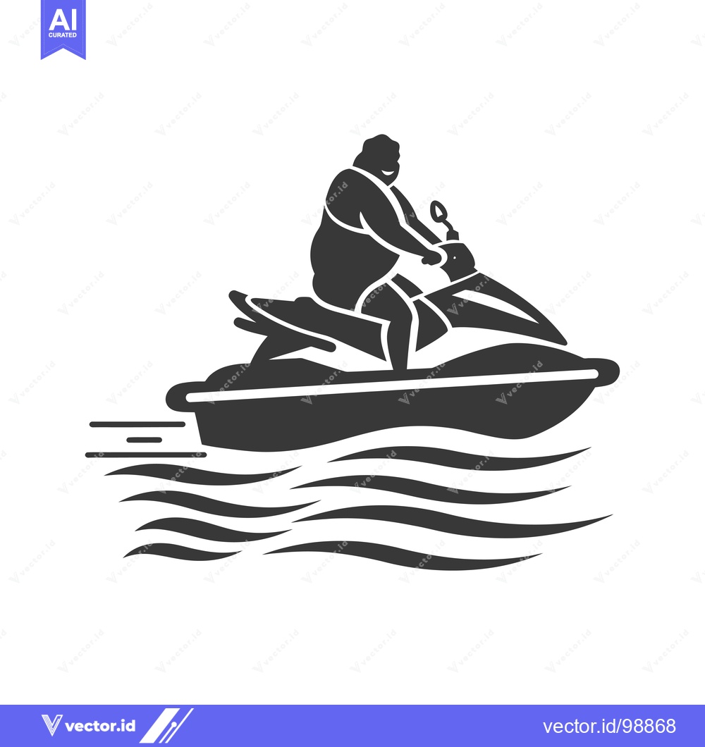 Premium Vector of Silhouette of a person riding a jet ski on waves