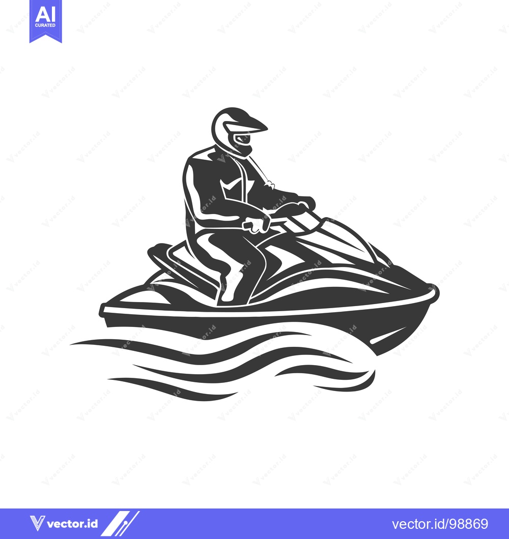 Premium Vector of Silhouette of a Person Riding a Jet Ski on Waves