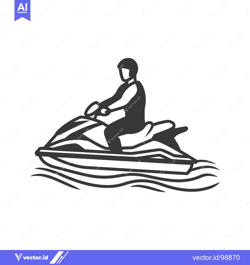 Premium Vector dari Silhouette of a Person Riding a Jet Ski on Waves
