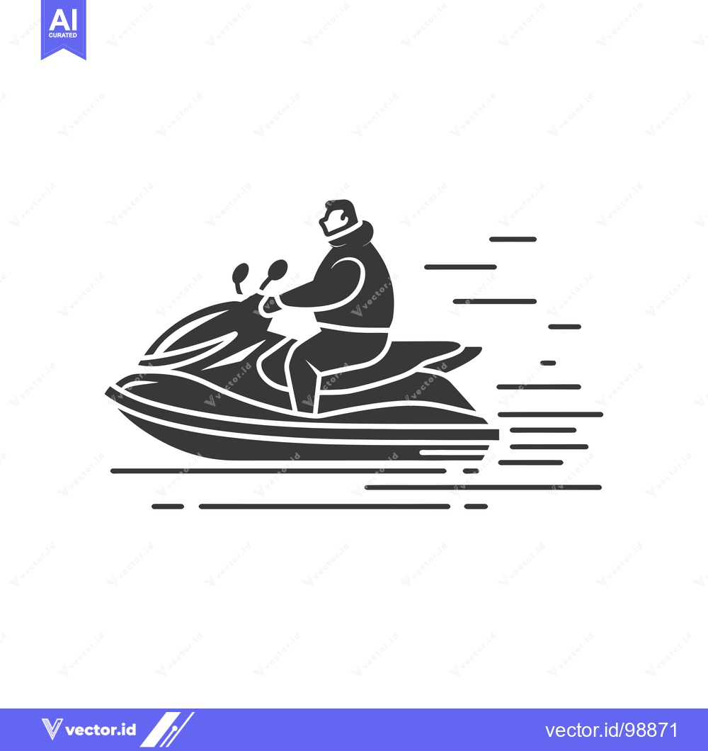 Premium Vector dari Silhouette of a person riding a jet ski with speed lines
