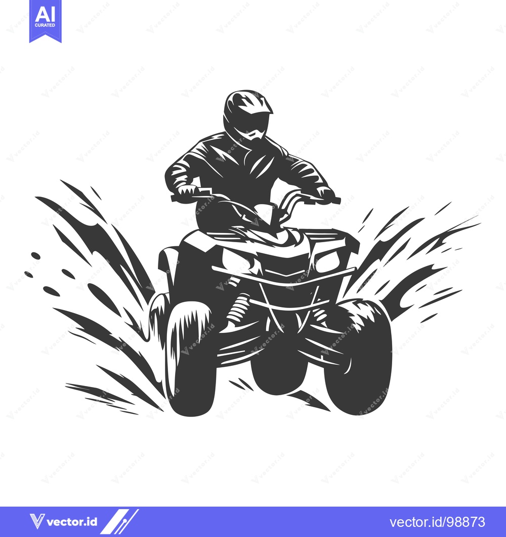 Premium Vector of Silhouette of a Person Riding an ATV Through Water Splashes