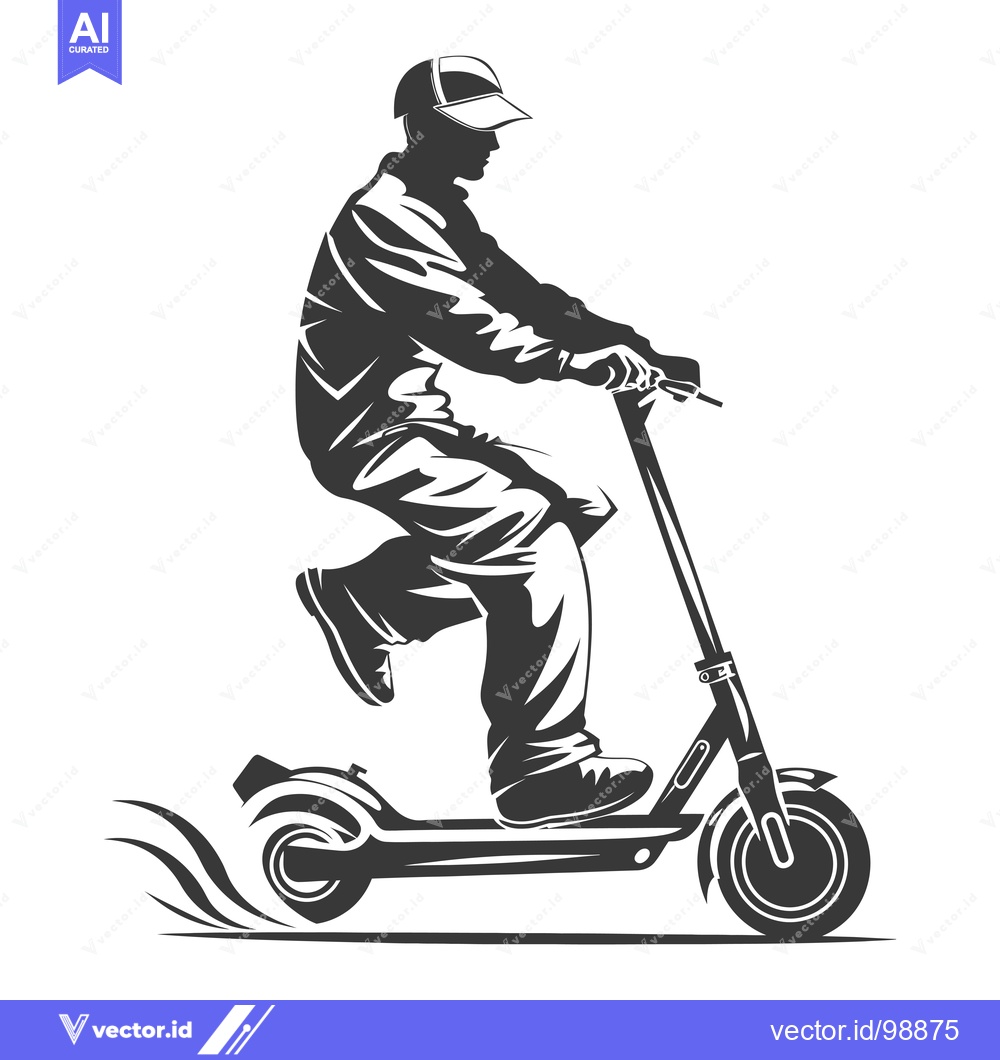 Premium Vector dari Silhouette of a Person Riding an Electric Scooter
