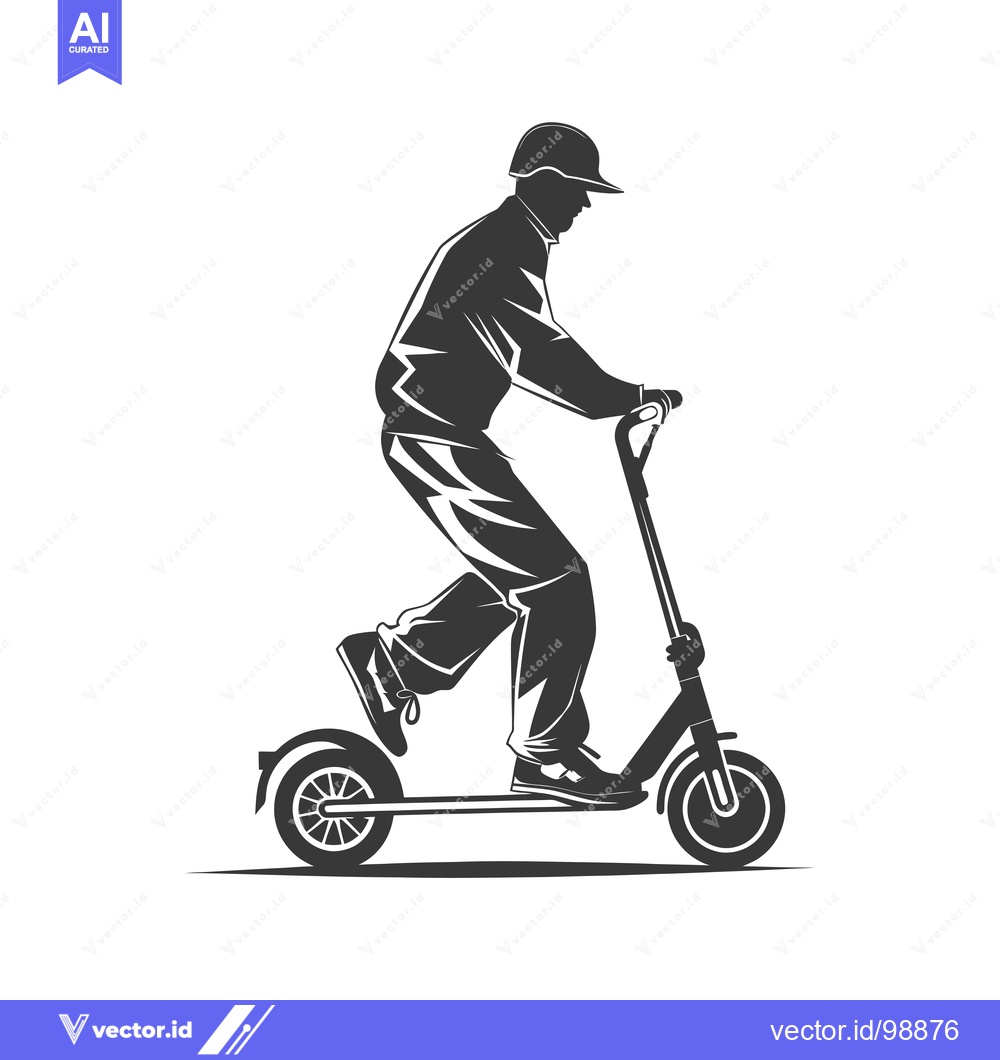 Premium Vector dari Silhouette of a Person Riding an Electric Scooter