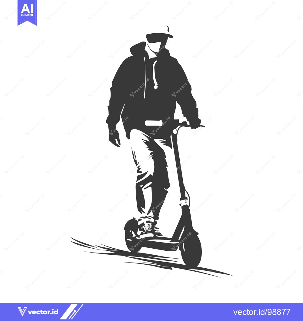 Premium Vector of Silhouette of a Person Riding an Electric Scooter
