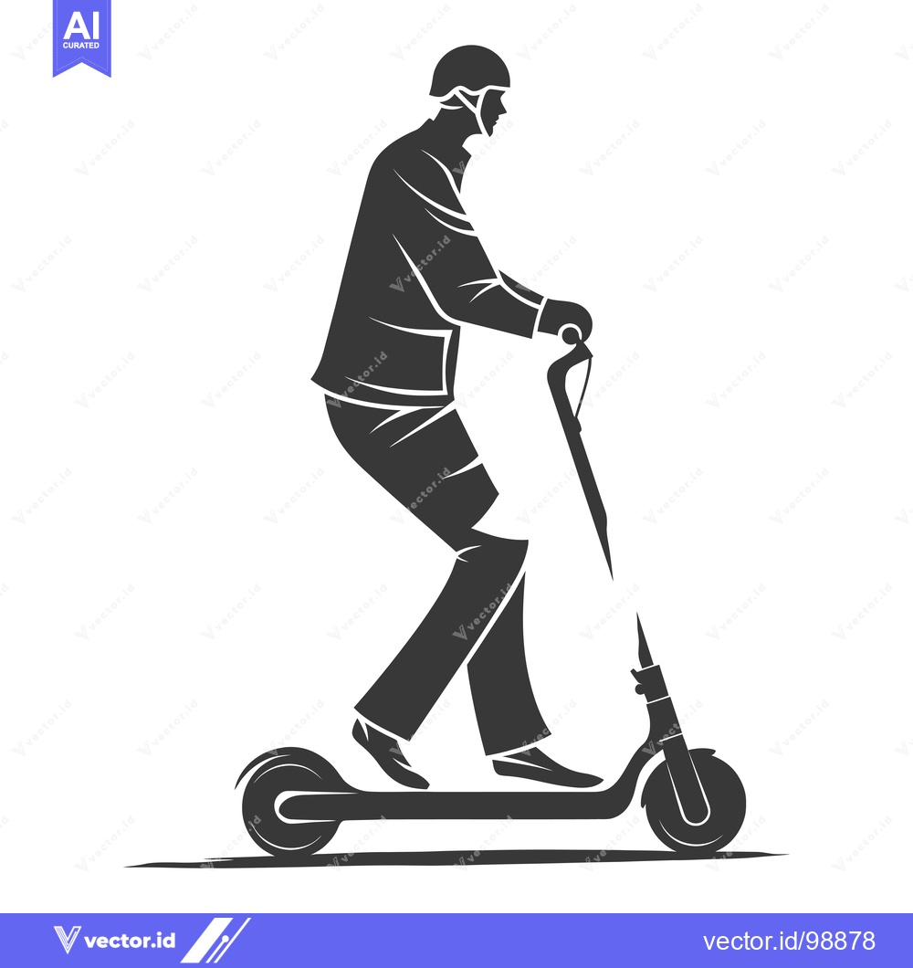 Premium Vector of Silhouette of a Person Riding an Electric Scooter