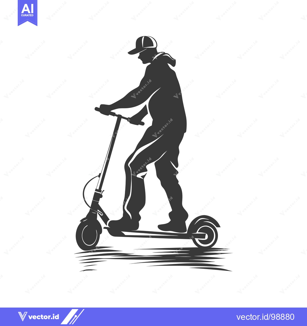 Premium Vector dari Silhouette of a Person Riding an Electric Scooter