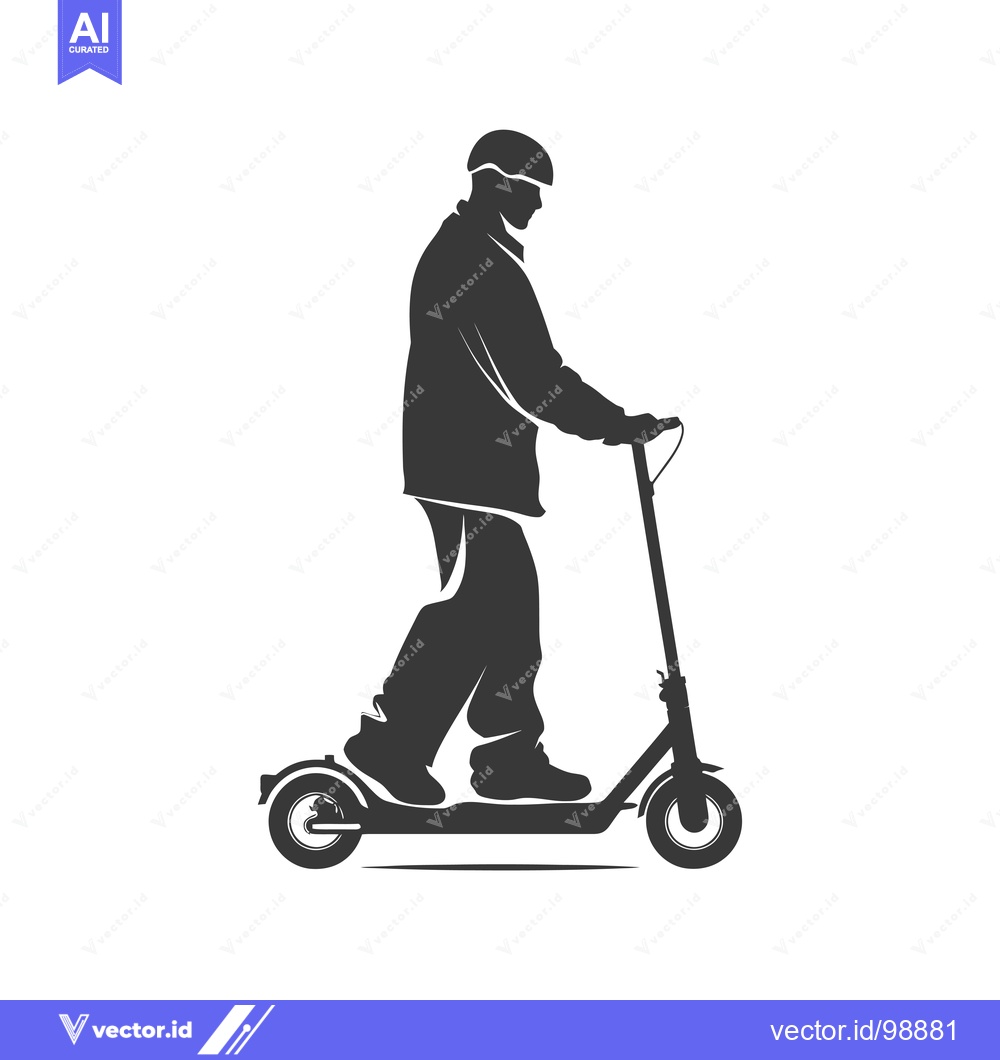 Premium Vector dari Silhouette of a Person Riding an Electric Scooter