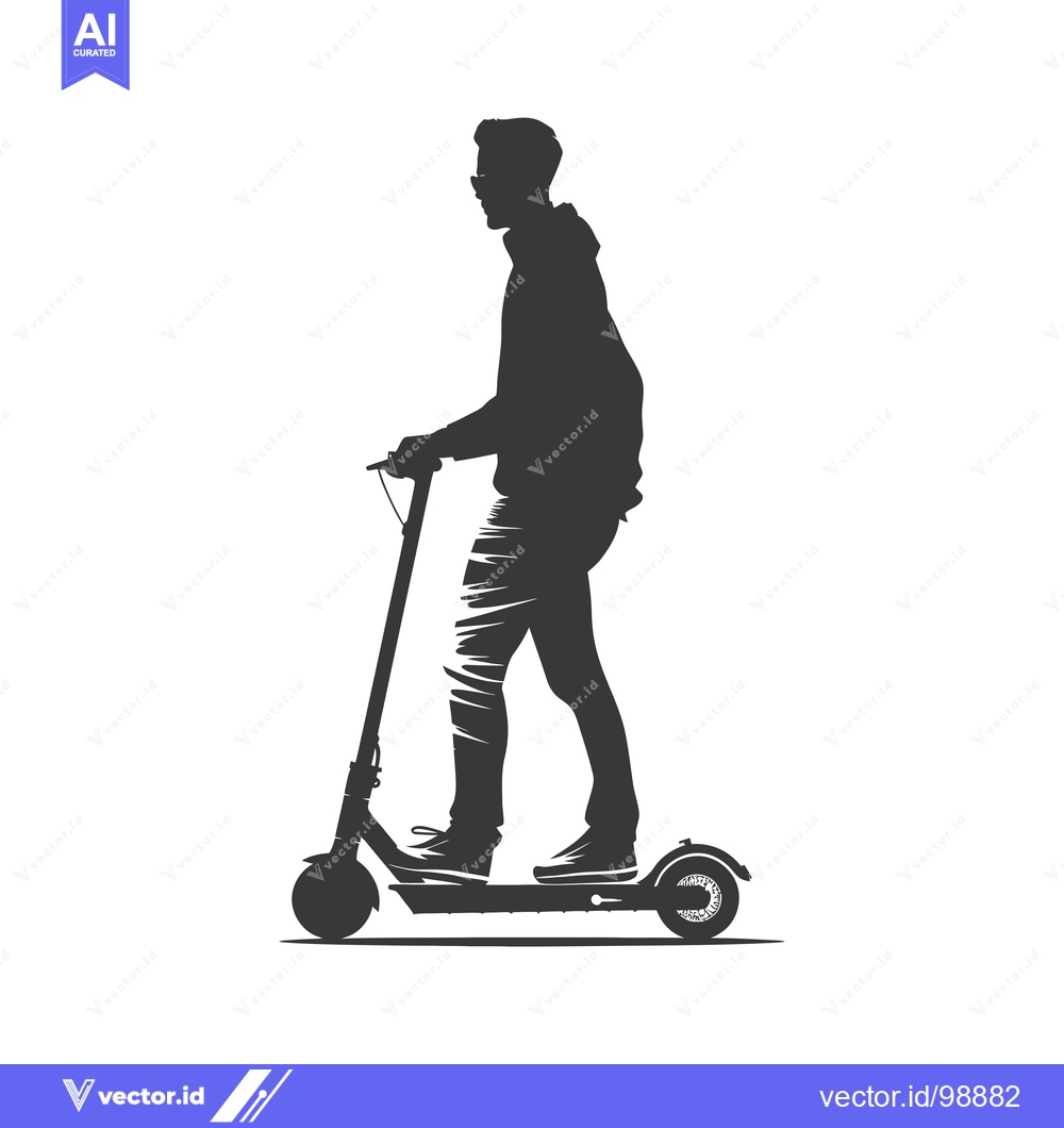Premium Vector dari Silhouette of a Person Riding an Electric Scooter