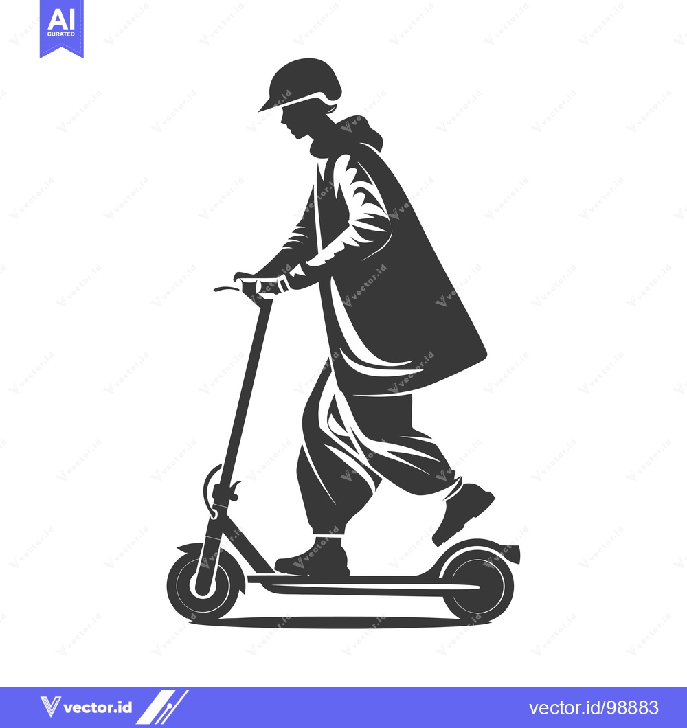 Premium Vector of Silhouette of a Person Riding an Electric Scooter