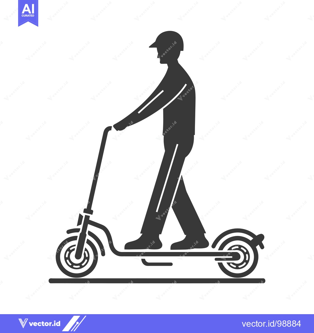 Premium Vector dari Silhouette of a person riding an electric scooter