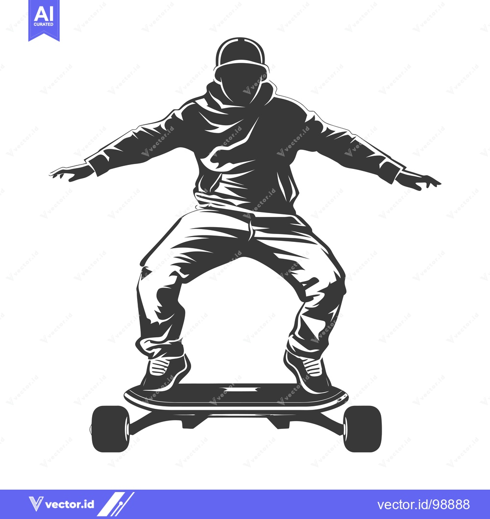 Premium Vector of Silhouette of a Person Riding an Electric Skateboard