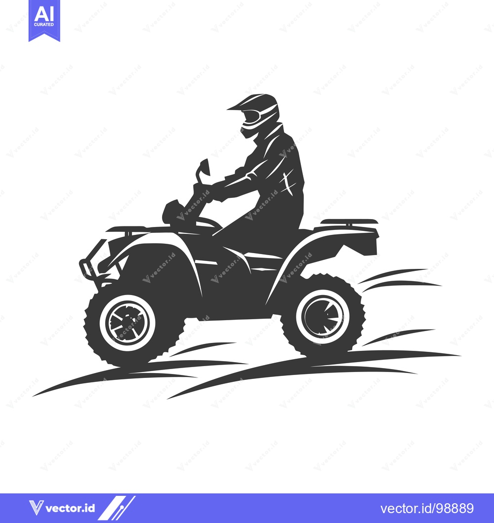 Premium Vector dari Silhouette of a Person Riding a Quad Bike on a Dirt Track