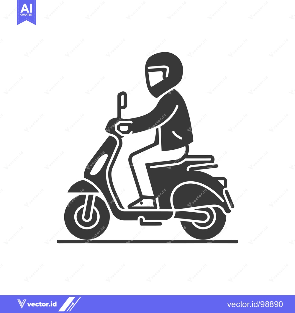 Premium Vector of Silhouette of a Person Riding a Scooter