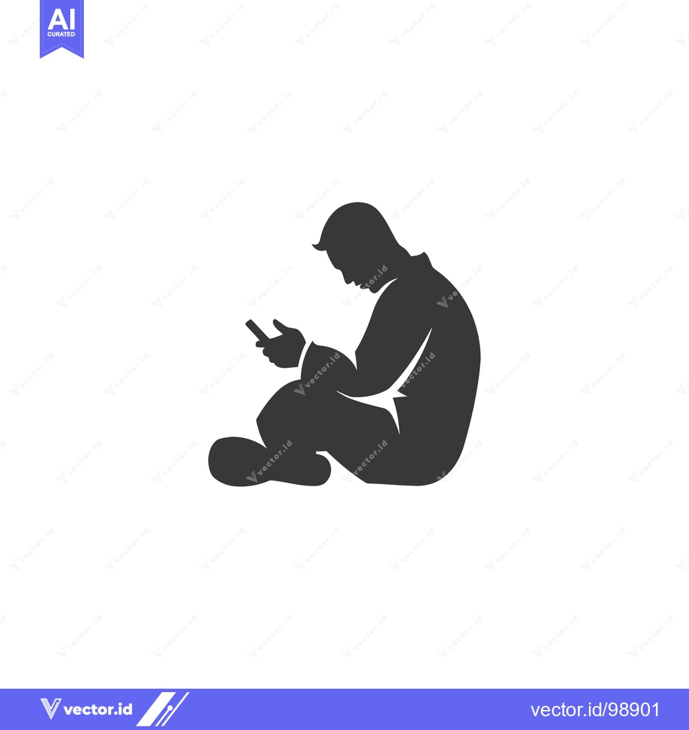 Premium Vector of Silhouette of a Person Sitting and Looking at a Phone